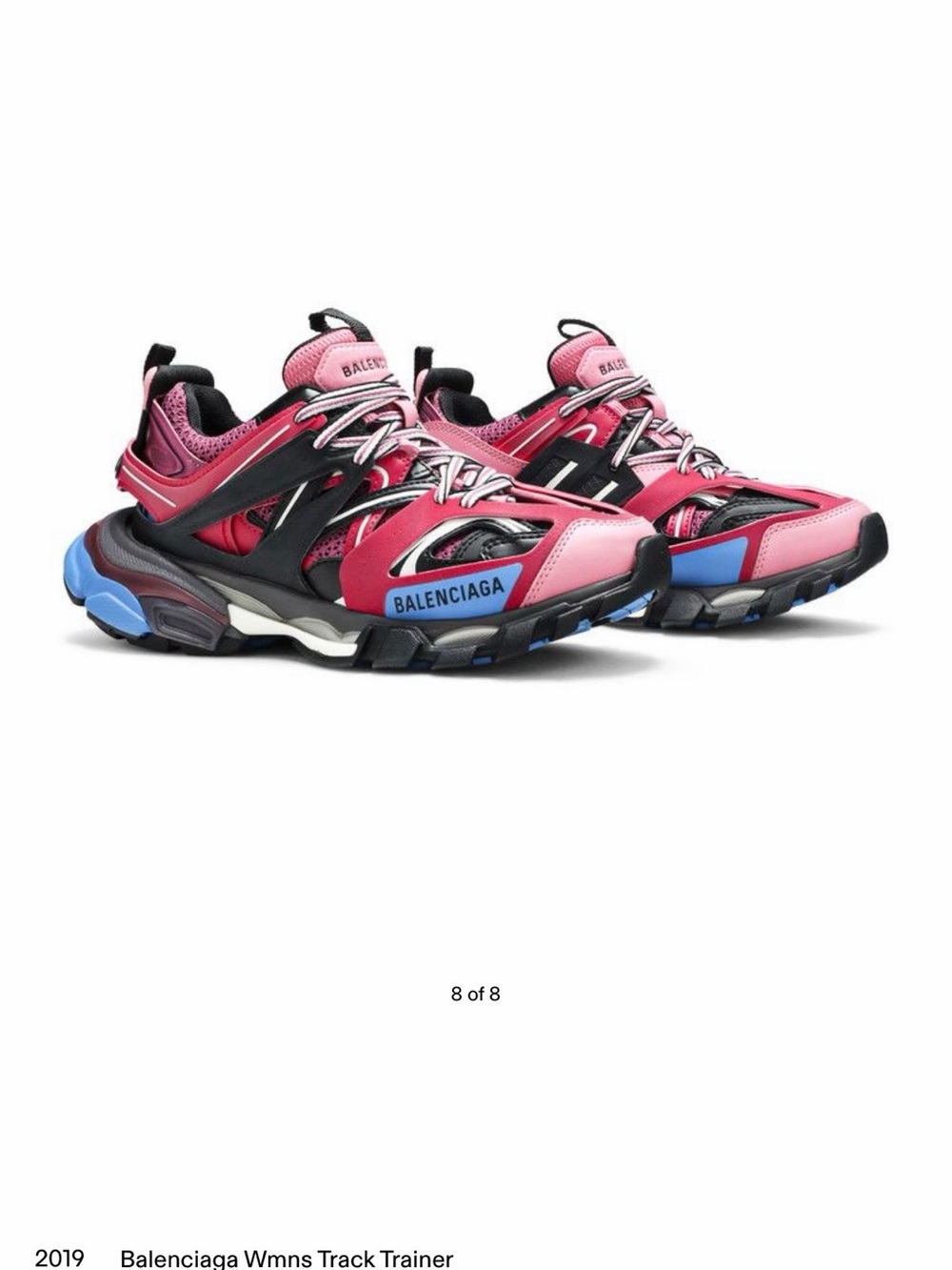 Balenciaga Pink and Blue Track Trainer Sneakers